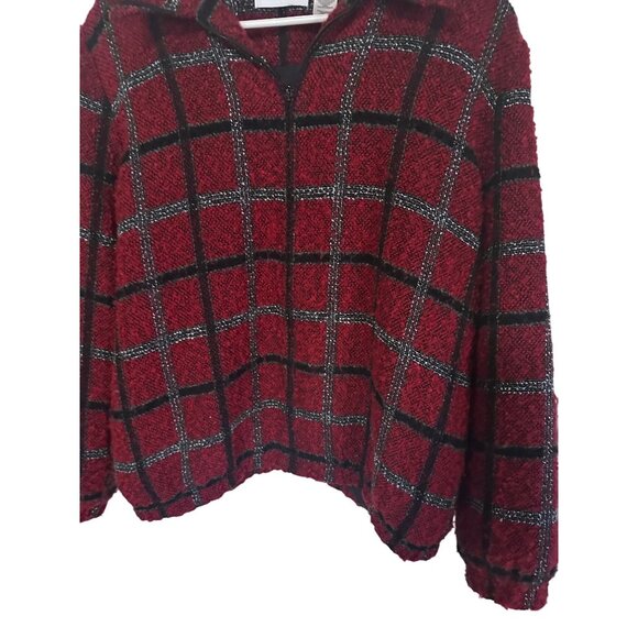 Alfred Dunner red and black zi[ front jacket size 16 - Picture 3 of 6